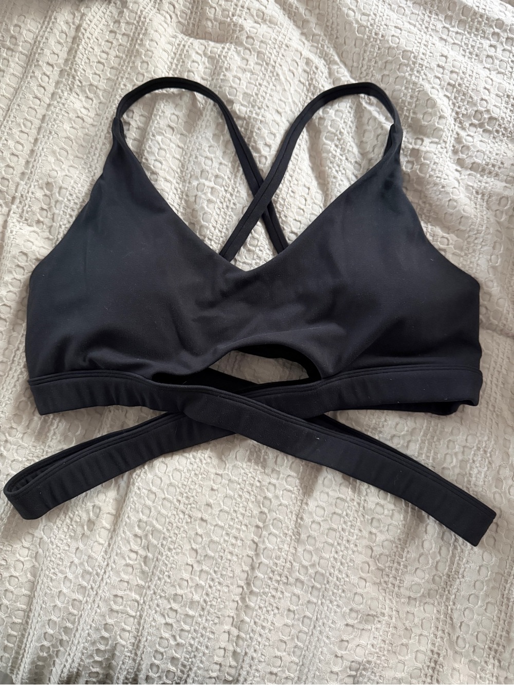 Black Crisscross Wrap Sports Bra